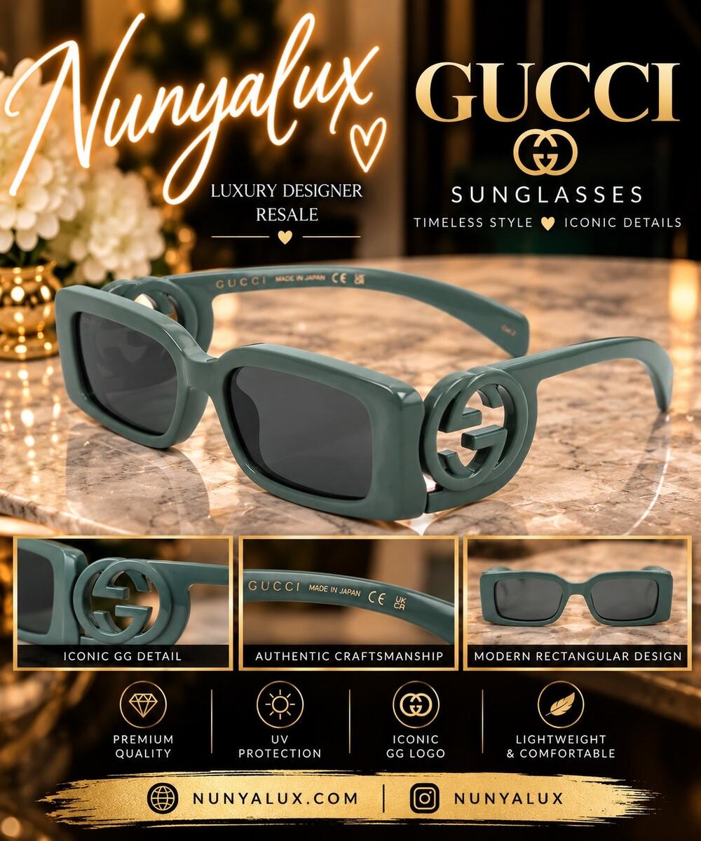 Gucci GG1325S Green/Grey Sunglasses NEW